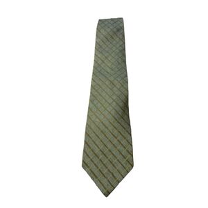 Jos A. Banks Tie Signature Gray w. Olive Green Geo-Striped Casual Office Preppy